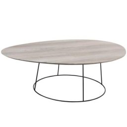 Table basse ovale OVAO en MDF naturel et métal noir ( LARGE )