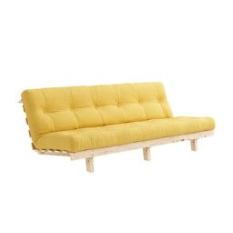 Banquette convertible futon LEAN pin coloris jaune couchage 130*190 cm.