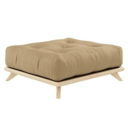Pouf futon SENZA pin naturel coloris beige ble de 90 x 100 cm.