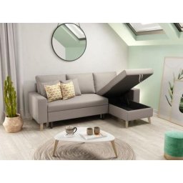 Canapé d'angle réversible convertible ARKO beige méridienne coffre