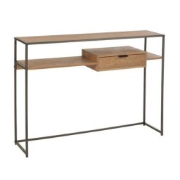 Console GAYO bois naturel 1 tiroir avec support en métal