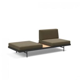 INNOVATION LIVING Canapé design PURI convertible lit 195*80 cm tissu Vivus Dusty Olive, avec table chêne