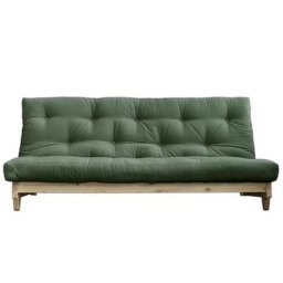 Banquette convertible FRESH pin coloris vert olive couchage 140*200 cm.