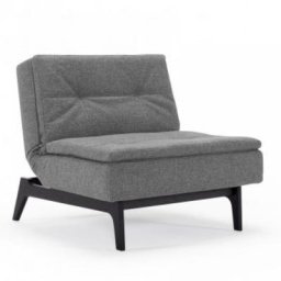 INNOVATION LIVING Fauteuil design DUBLEXO EIK tissu gris Twist Charcoal convertible lit 90*115 cm piétement teinté noir