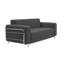 Canapé lit convertible design SILVER en tissu laine gris graphite cadre métal chromé couchage 140*196cm SOFTLINE