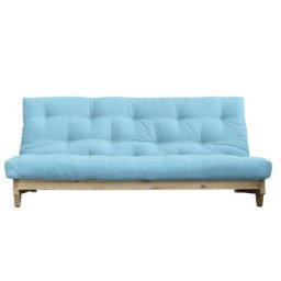 Banquette convertible futon FRESH pin coloris bleu clair couchage 140*200 cm.