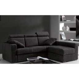 Angle FASTER 3-4 places ouverture express tissu tweed graphite 160cm module chauffeuse coffre