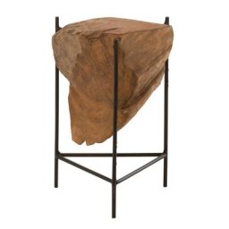 Table gigogne souche TEKI en métal noir et teck naturel ( small )