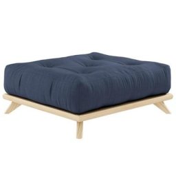 Pouf futon SENZA pin naturel coloris bleu marine de 90 x 100 cm.