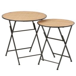 Set de 2 tables gigogne pliables DUMO ronde bambou
