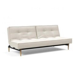INNOVATION LIVING Canape SPLITBACK STYLETTO Pieds chêne naturel Convertible lit 115*210cm Tissu Bouclé Off White