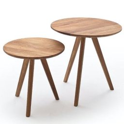 Set de 2 tables gigognes ronde GAMACHE en chêne noueux massif