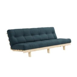 Banquette convertible futon LEAN pin coloris bleu pétrole couchage 130*190 cm.