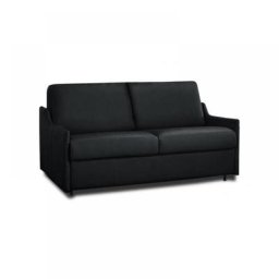 Canapé LUNA convertible 100CM EXPRESS matelas 16cm en tissu facon cuir gris foncé graphite