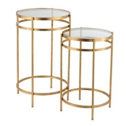 Set de 2 tables gigognes ronde FELO en métal doré