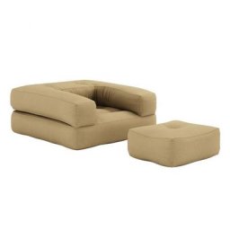 Fauteuil futon standard convertible MINI CUBE couleur beige blé