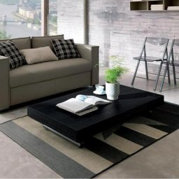 Table basse convertible NEWOOD Bois Wild Chêne Carbone / Métal vernis graphite