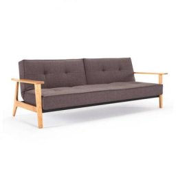 INNOVATION LIVING Canapé lit design SPLITBACK FREJ convertible 115*210 cm accoudoirs bois tissu Flashtex Dark Grey