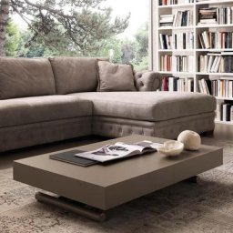 Table basse relevable extensible BLOCK 80 x 120 cm design taupe