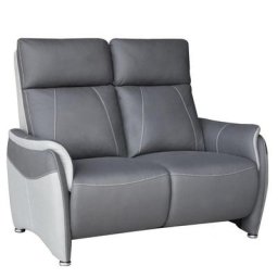 Canapé relax 2 places électrique CABRIES zéro gravité microfibre plomb / gris perle