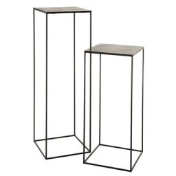 Set de 2 tables gigognes carrées NIZI en métal noir et aluminium noir/ vert.