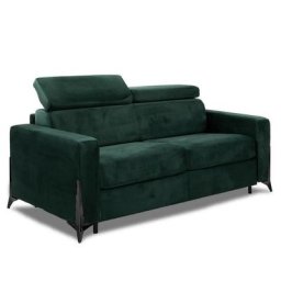 Canapé express BOULOGNE convertible 140 cm têtières réglables matelas 16cm pieds métal noir