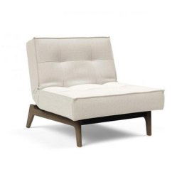 INNOVATION LIVING Fauteuil SPLITBACK EIK convertible lit 90*115 cm pieds chêne noyer tissu Bouclé Off White