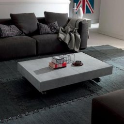 OZZIO NEW COVER Table Basse transformable en Eco-Bois Blanc et Métal Graphite