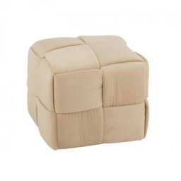 Pouf CORIE Carré 1 personne Textile/ Bois Beige
