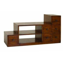 Meuble TV LAUREN en escalier LORINE en mindi 6 tiroirs