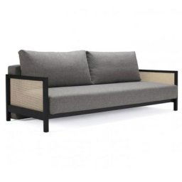 INNOVATION LIVING Canapé design Art Deco NARVI convertible lit 200*140 cm tissu Mixed Dance grey