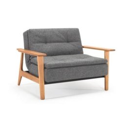 INNOVATION LIVING Fauteuil design DUBLEXO FREJ gris Twist Charcoal convertible lit 90*115 cm piétement chêne clair