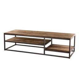 Table basse industrielle rectangulaire 150 x 50 SIXTINE en bois et en métal