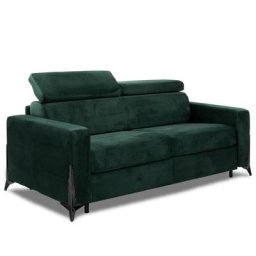 Canapé express BOULOGNE convertible 160 cm têtières réglables matelas 16cm pieds métal noir