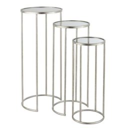 Set de 3 tables gigognes ronde FELO en métal argenté