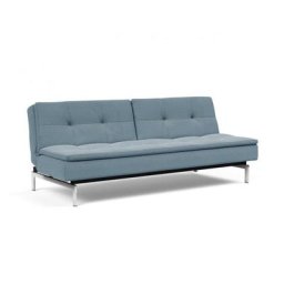 Canapé design DUBLEXO CHROME convertible lit 115*210 cm pieds chromés tissu Soft Indigo