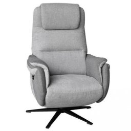 Fauteuil relax électrique ZILIA bi moteur tissu gris clair/gris foncé piètement étoile métal noir