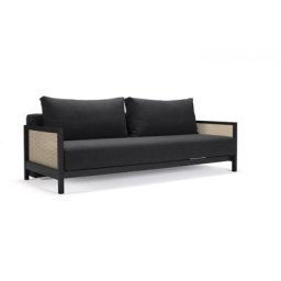 INNOVATION LIVING Canapé design Art Deco NARVI convertible lit 200*140 cm tissu Kenya Dark Grey