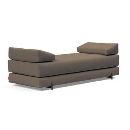 Méridienne design SIGMUND INDU Argus, Brown convertible lit 160*200 cm pieds Acier noir