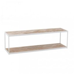 Table basse MOUNIE Motifs chevron naturel clair / Pieds métal blanc