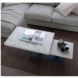 Ozzio RUMBA Table basse Plateau Tournante Blanc avec Piètement en métal Garphite