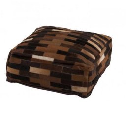 Pouf carré en Cuir / Marron