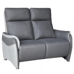 Canapé fixe 2 places CABRIES microfibre plomb / gris perle