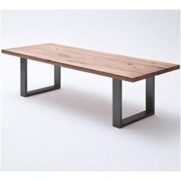 Table repas CAEN 180 X 100 cm plateau chêne bassano piètement laqué gris anthracite