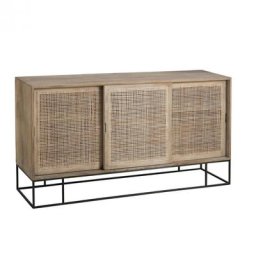 Buffet SORAH 3 portes Bois de manguier / Rotin