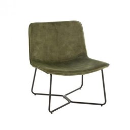 Chaise lounge RATRI velours vert olive, pieds métal noir