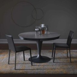 Table extensible Ronde ECLIPSE LEGNO en Chêne Cendre et Piétement Verni Graphite Mat