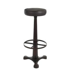 Tabouret de bar VALONA en Cuir / Noir