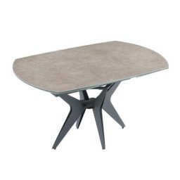 Table de repas extensible BOOMERANG 160/228 x 95 cm plateau céramique Grey pied acier noir