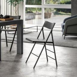 Lot de 2 Chaises Pliantes OZZIO POCK en Métal et Polypropylène Graphite